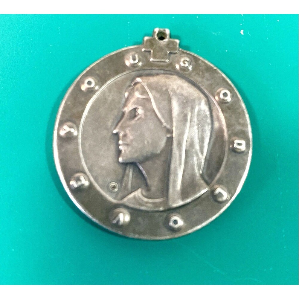 Sterling Silver Virgin Mary Queen of the World Catholic Medal Pendant 21.9g VTG